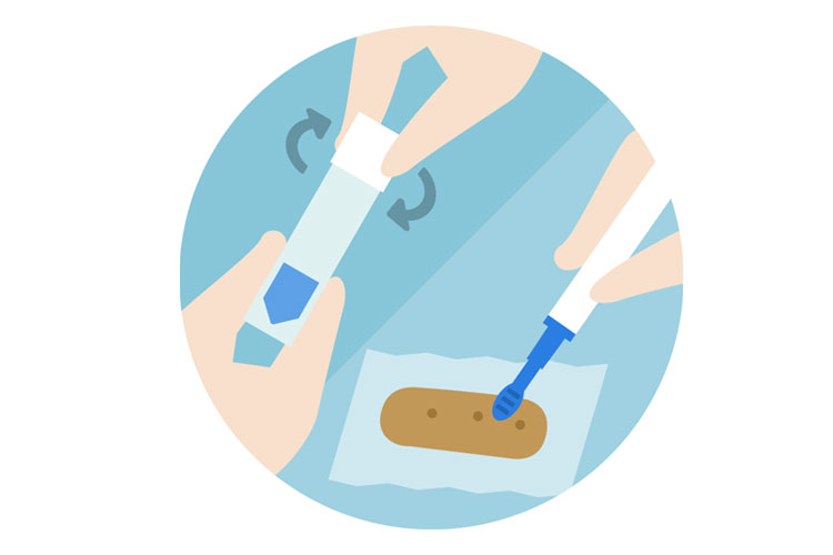 ご自宅で質問票に回答し、少量の便を採取